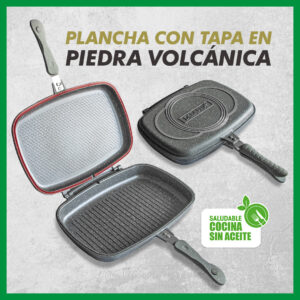 Plancha con tapa en piedra volcánica