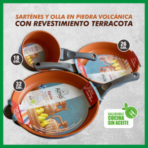 Combo de 3 piezas con revestimiento terracota en piedra volcánica